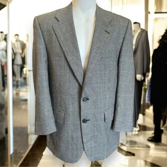 BURBERRY Men’s Wool Gray Plaid Blazer Sports Coat Suit Jacket - Picture 3 of 12